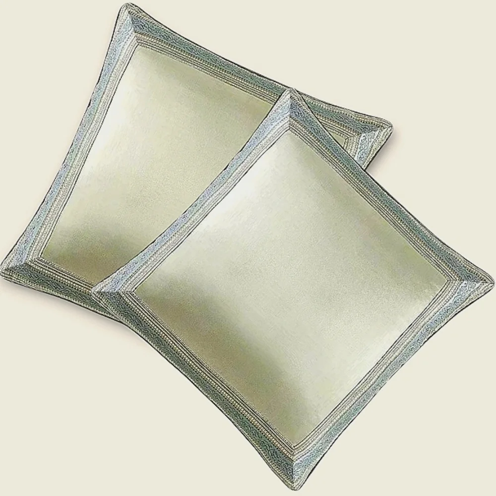 J.Queen Pillow Sham Set Of 2 Satin Embroidered Tapestry Boho Shabby Chic New